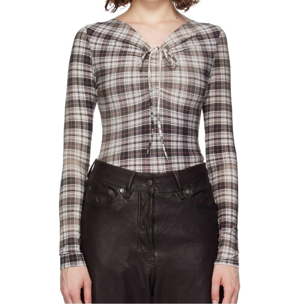 New Acne Studios Plaid Ruched Top Size XS